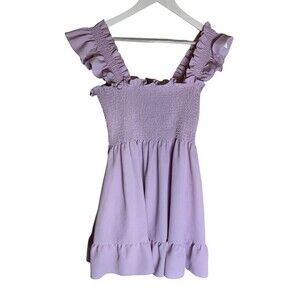 Hill House Nap Dress Mini Polyester Lavender Short Sleeve Size Large FLAWED